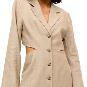 NWT’s H&M Khaki Linen Blend Styling Trench Cut-Out Waist Dress Size XXL